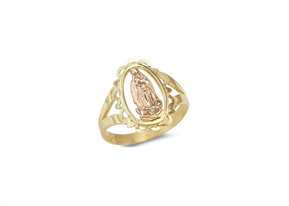 Two Tone Plated Mother Mary Ring
